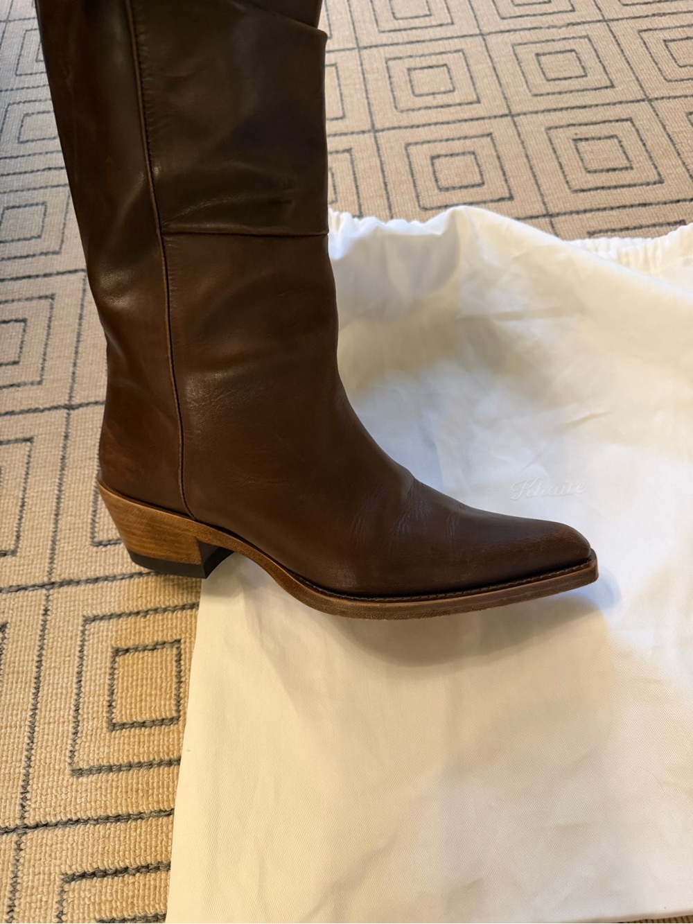 KHAITE Clive cowboy Boot in Dark Brown Leather